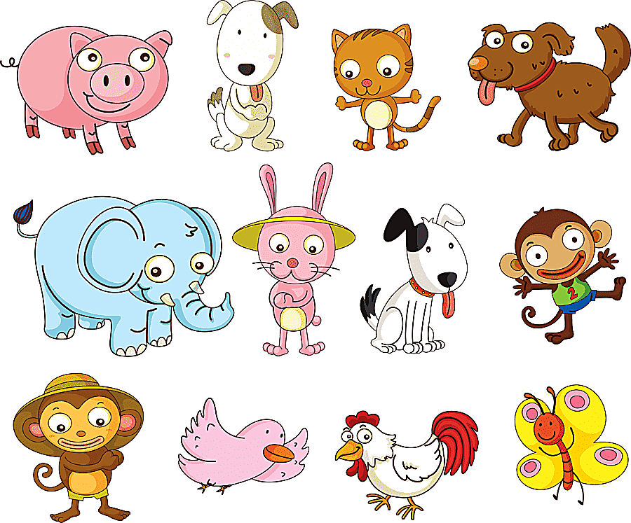png clipart illustration of cartoon animals
