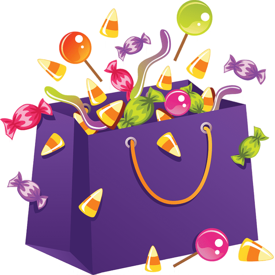 png clipart items in paper bag lollipop candy halloween confectionery store candy purple food