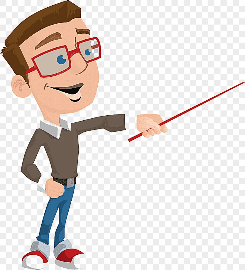 png clipart man holding a red pointing stick cartoon teacher animation school education ca