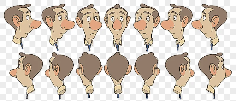 png clipart model sheet animation cartoon concept art illustrator turn around human head