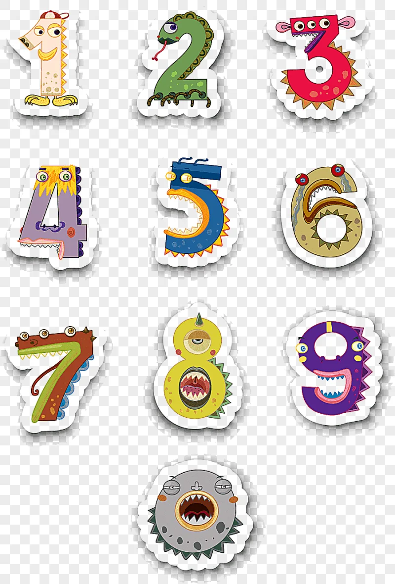 png clipart number numerical digit sticker cartoon animal number cartoon character text