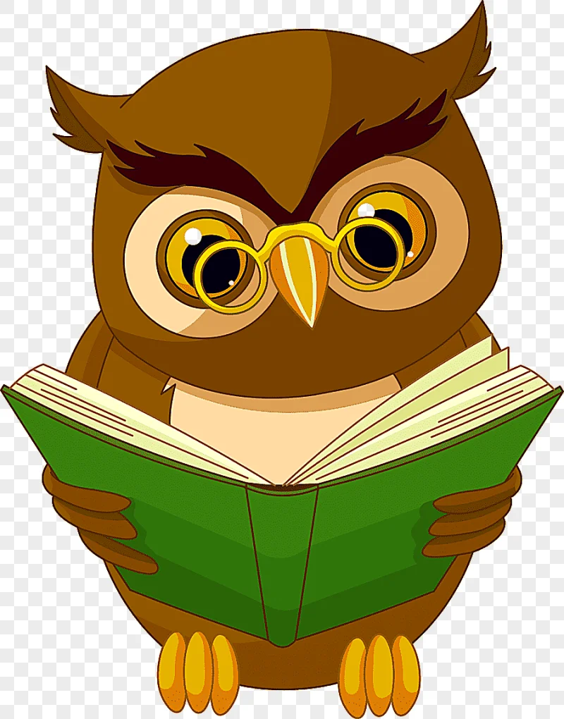 png clipart owl animated cartoon drawing animation owl with book brown owl reading book il