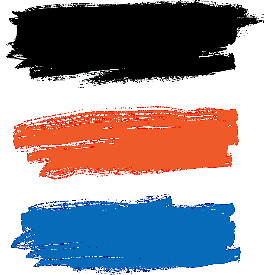 png clipart paintbrush painting paint brush illustration black orange and blue ink blots w