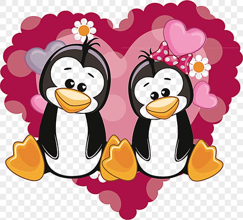 png clipart penguin cartoon cartoon animals couple love cartoon character