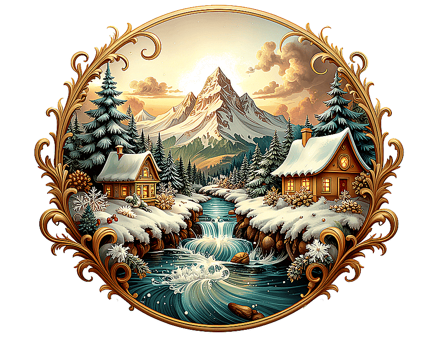png clipart picture frame frame picture circle round deco mountains nature landscape flow