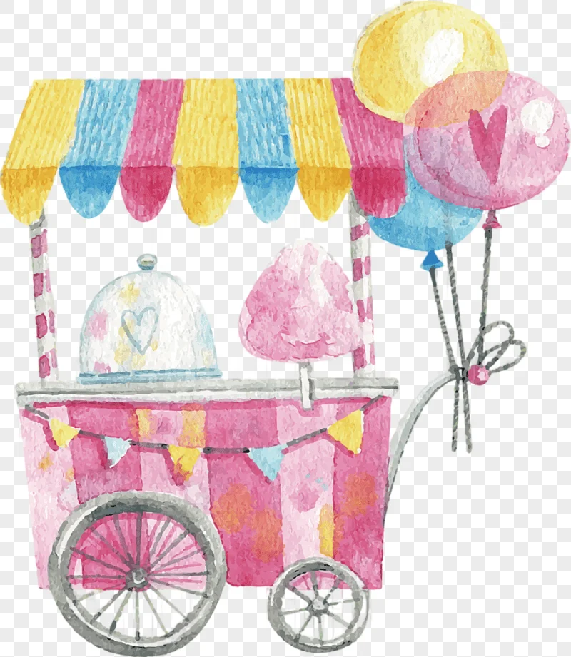 png clipart pink cotton candy cart illustration cotton candy lollipop watercolor hand pain