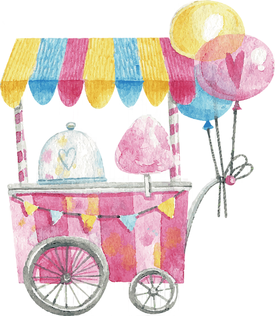 png clipart pink cotton candy cart illustration cotton candy lollipop watercolor hand pain