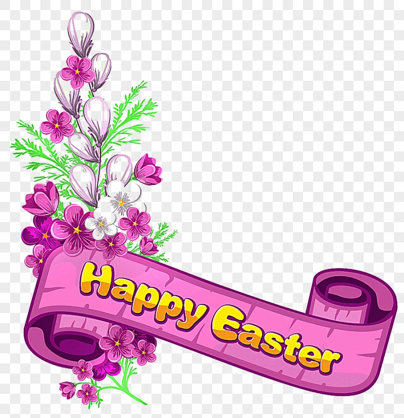 png clipart pink happy easter easter banner pink happy easter banner and flowers purple fl