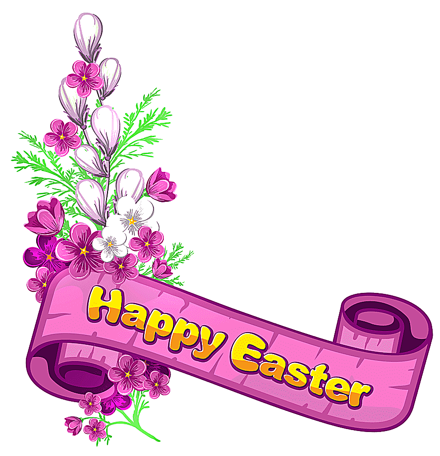 png clipart pink happy easter easter banner pink happy easter banner and flowers purple fl