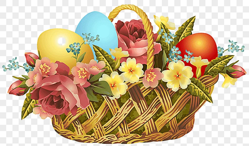 png clipart red and white flowers and easter eggs illustration easter bunny easter basket