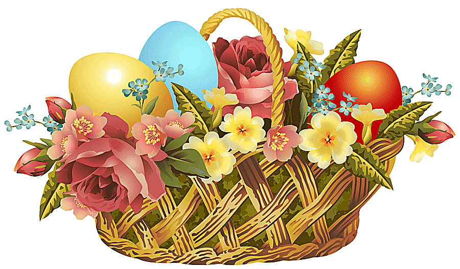png clipart red and white flowers and easter eggs illustration easter bunny easter basket