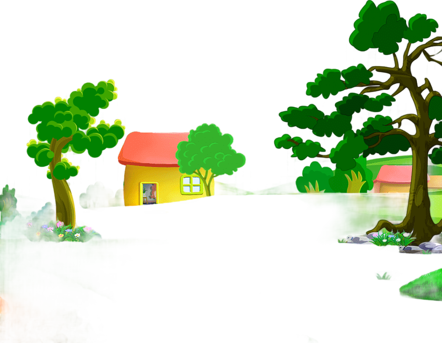 png clipart red and yellow house near green trees painting cartoon house drawing 2017 cart