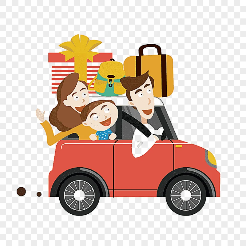 png clipart red mini cooper car animation travel drawing cartoon family travel cartoon cha