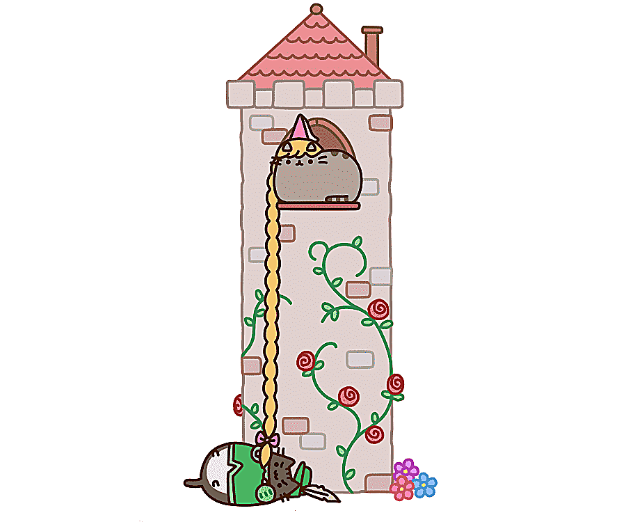 png clipart renderslovepusheen2 bypame rapunzel pusheen on pink and gray castle illustrati