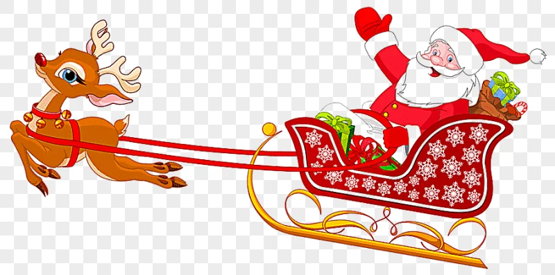 png clipart santa claus s reindeer sled deer pulling santa s sleigh food holidays