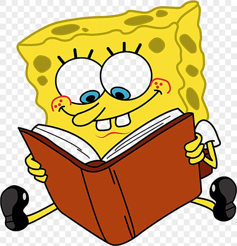 png clipart spongebob squarepants reading book animation cartoon cartoon characters sponge
