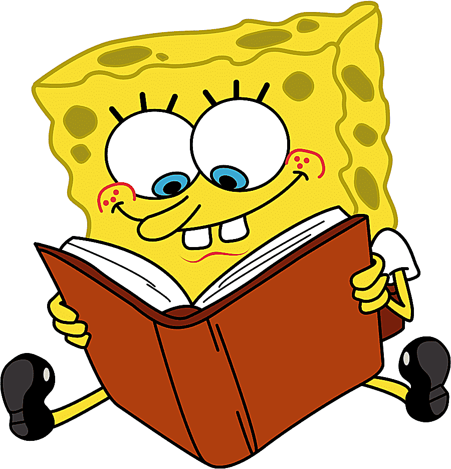 png clipart spongebob squarepants reading book animation cartoon cartoon characters sponge