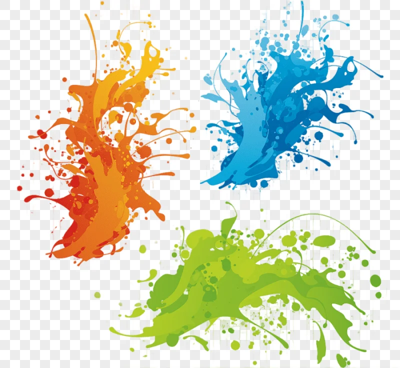 png clipart three orange blue and green paint splashes illustration holi color holi color