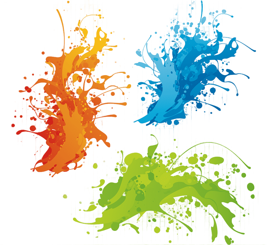 png clipart three orange blue and green paint splashes illustration holi color holi color