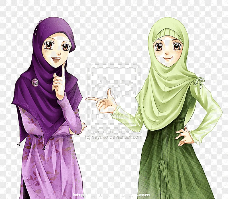 png clipart two female animated characters digital artwork by sayuko from islam muslim hij