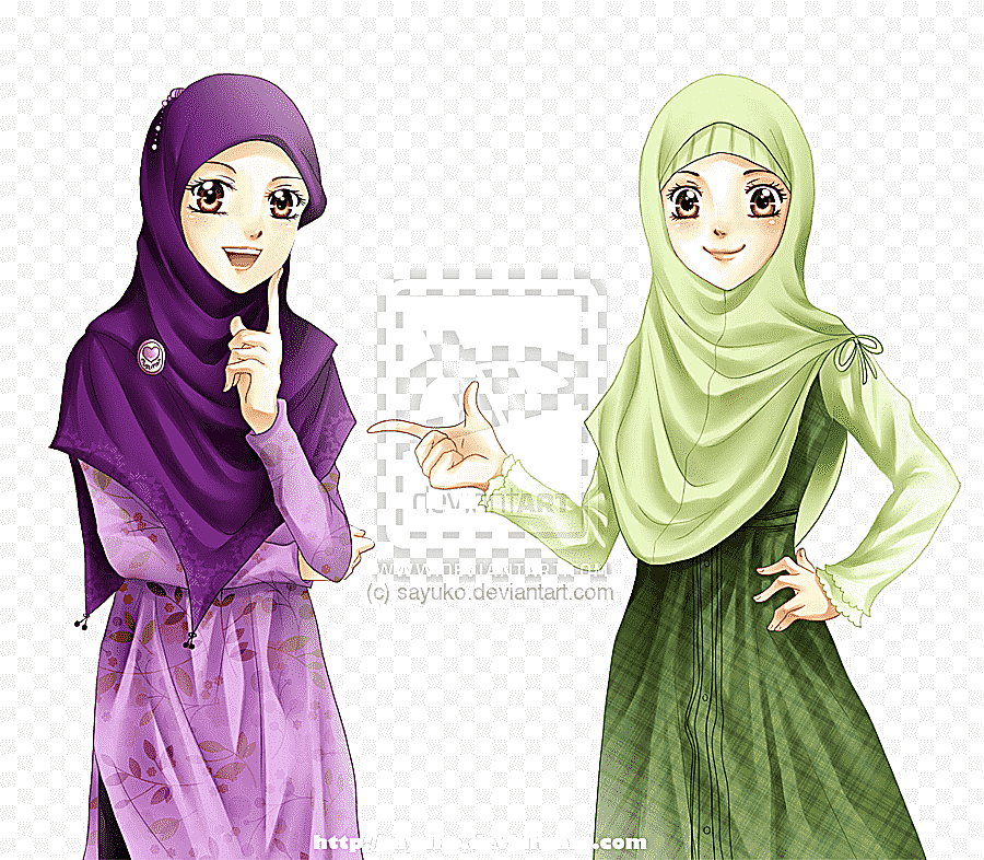 png clipart two female animated characters digital artwork by sayuko from islam muslim hij