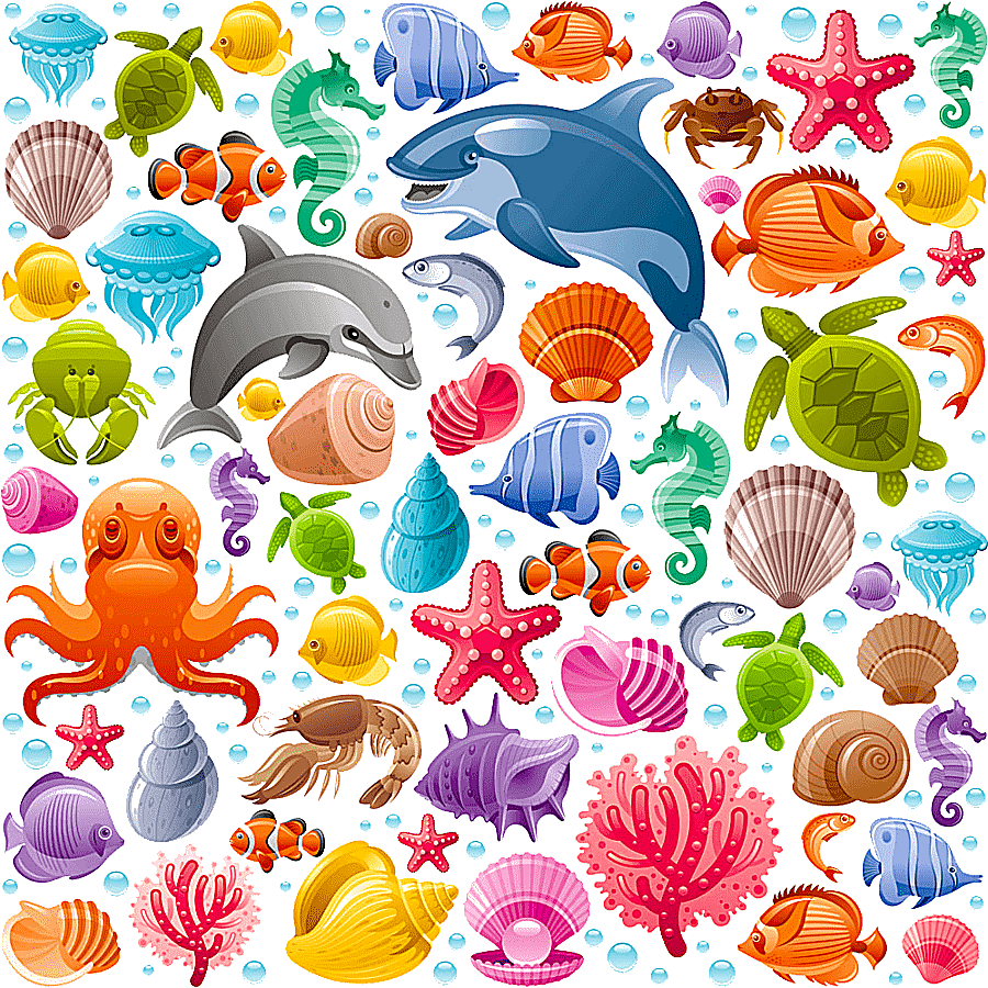 png clipart underwater world of cartoon animals fish shell