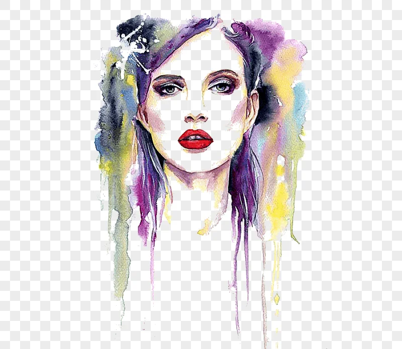 png clipart watercolor painting fine art girl makeup woman face painting purple fashion gi