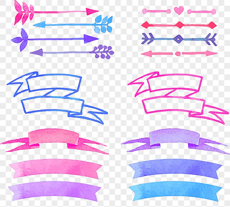 png clipart watercolor painting painted banners assorted color ribbon illustrations purple