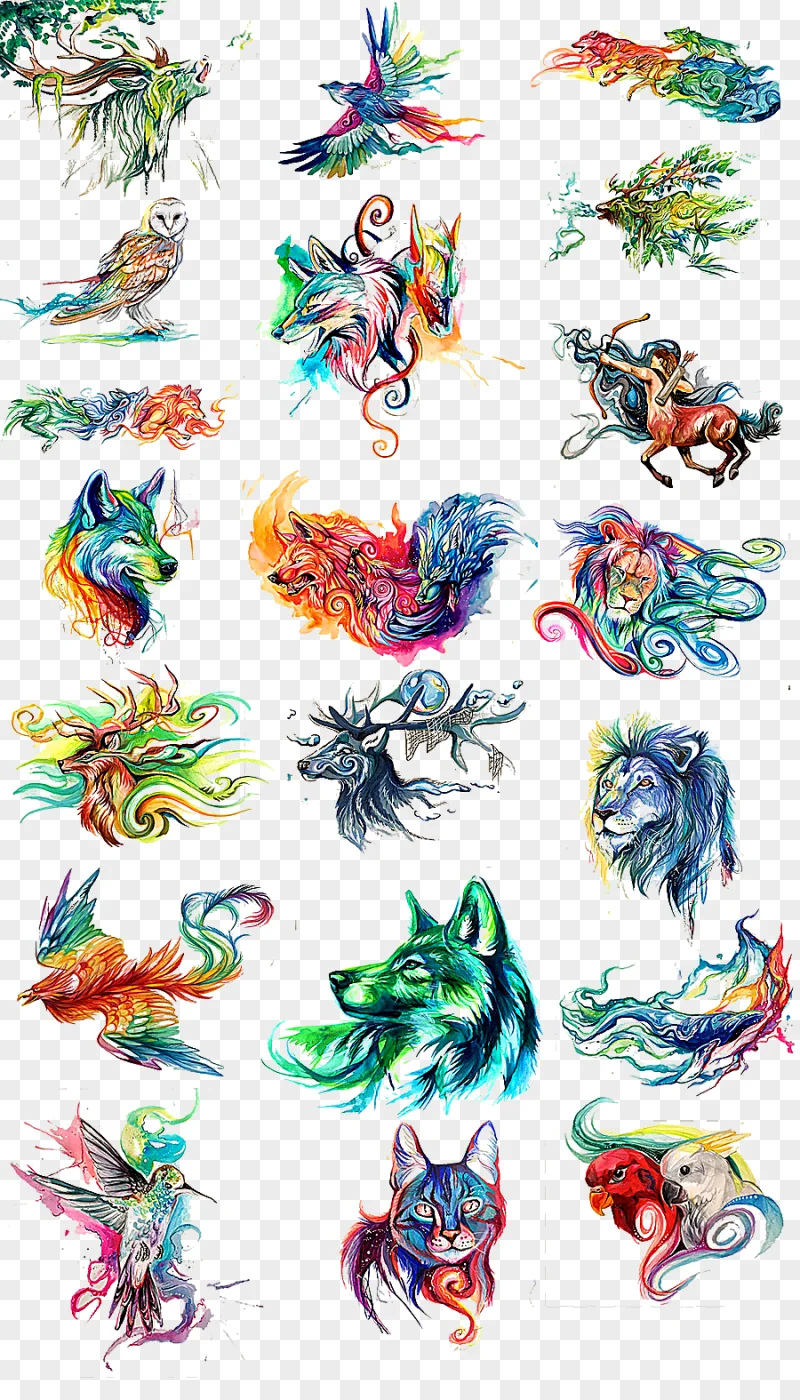 png clipart watercolor painting watercolor painted animals multicolored animal head waterc