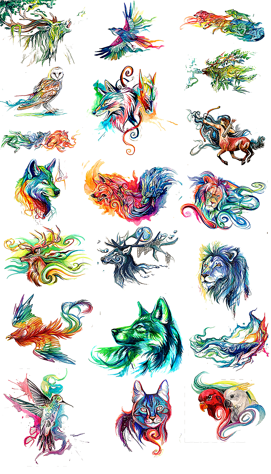 png clipart watercolor painting watercolor painted animals multicolored animal head waterc