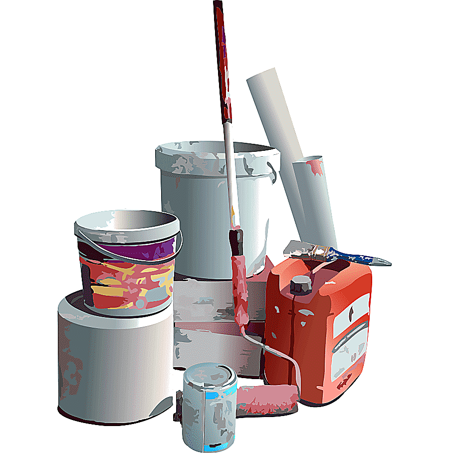 png clipart white and red plastic paint buckets with paint roller illustration paintbrush