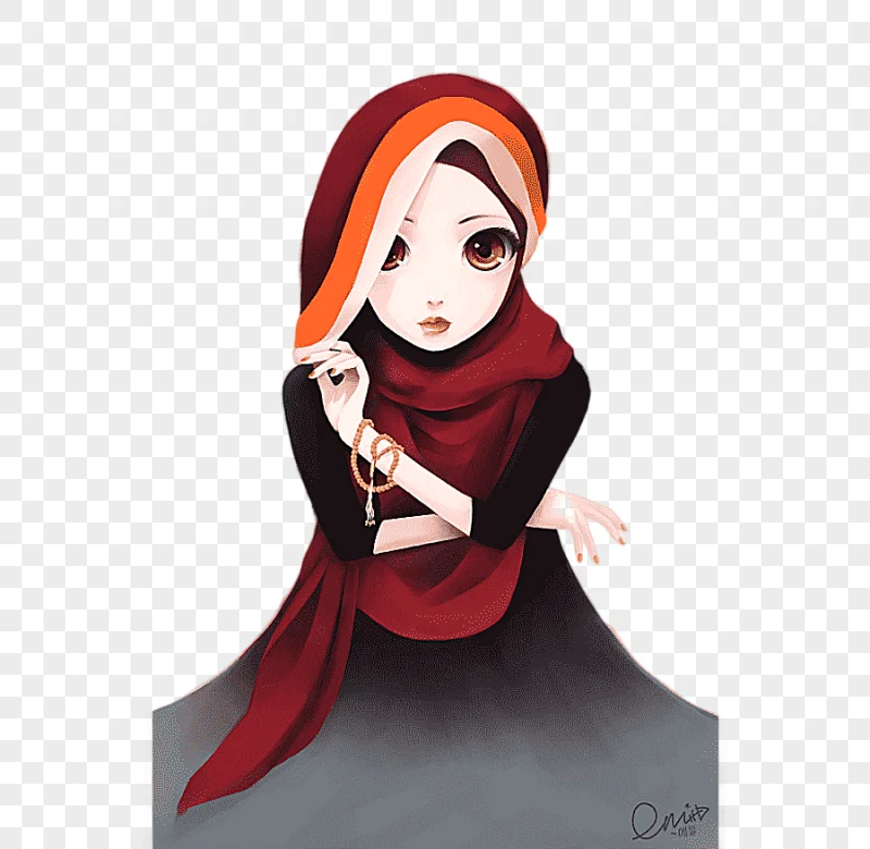 png clipart woman wearing hijab cartoon character hijab cartoon muslim drawing anime bride