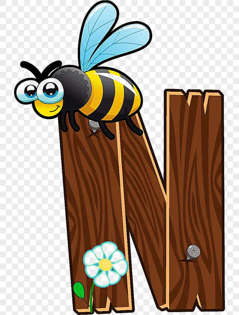 png clipart yellow and black bee with wooden n illustration letter wood typeface cartoon w