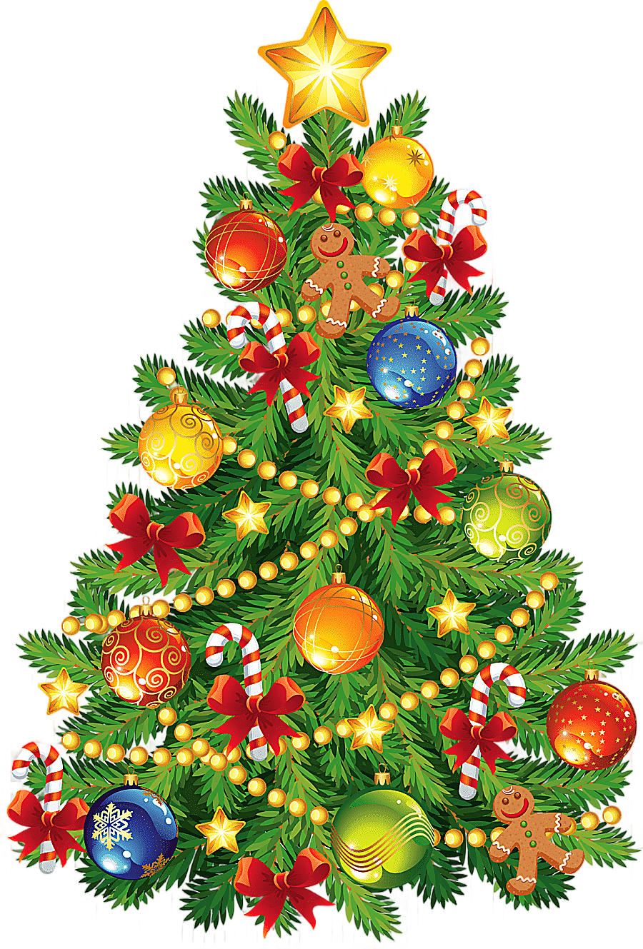 png clipart christmas tree large christmas tree with gingerbread ornament illustration of