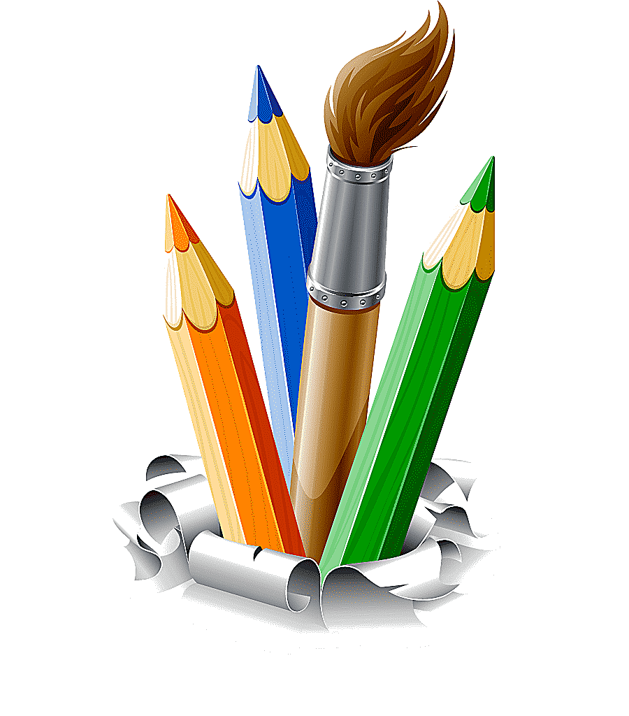png clipart four assorted color pencils art pencil drawing brush paint brush paint pencil