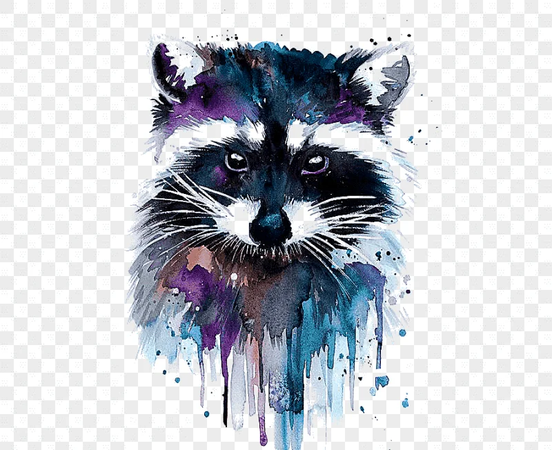 png clipart fox painting watercolor painting artist raccoon raccoon purple animals
