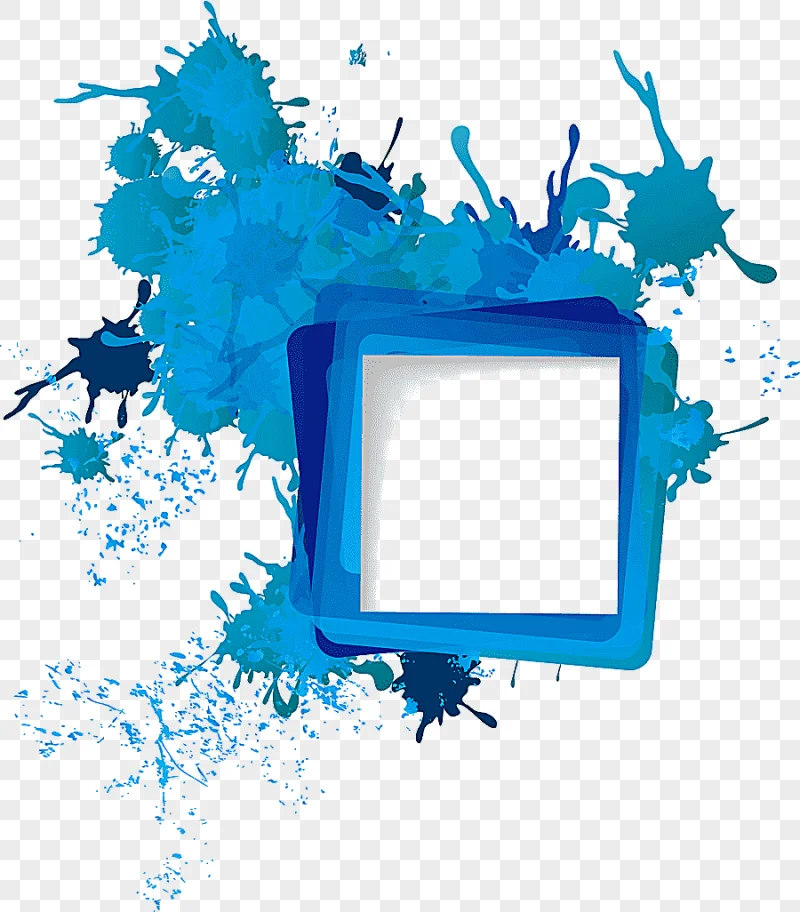 png clipart icon ink splashes border blue and teal paint splat border blue