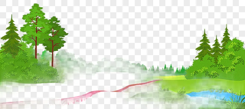 png clipart meadow meadow with trees desired pathway near trees and body of water artwork