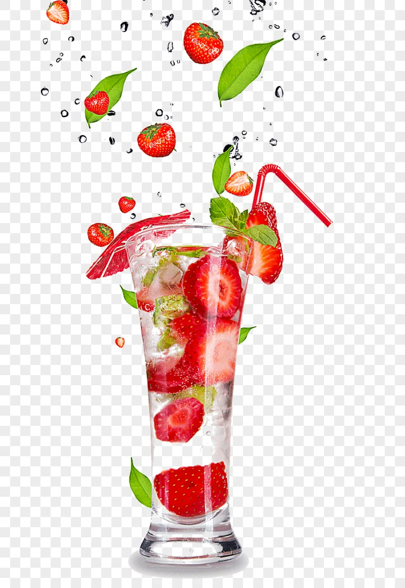 png clipart slices of strawberries in drinking glass cocktail soft drink juice mojito carb